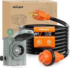 Nilight 30A 15FT Generator Extension Cord Power Inlet Box with Locking Connector