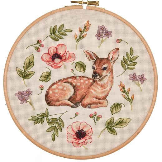 Anchor Counted Cross Stitch Kit -Linen Meadow Fawn