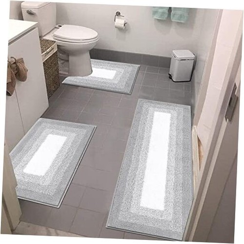 Bathroom Rugs Sets 3 Piece, Non-Slip Absorbent Bath Mats, Plush Shaggy