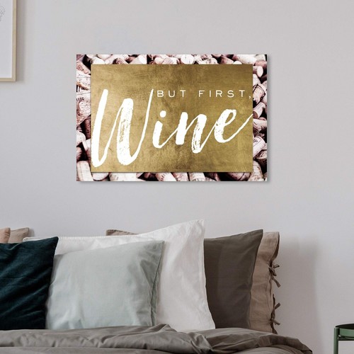 Typography Wall Art Canvas Prints 'But First Wine Corks' Quotes and Sayings H... - Picture 3 of 8