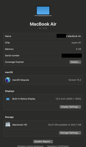 Macbook M1 Air 2020 13 A2337 8/256GB Logicboard Mainboard Ersatzteil + Touch-ID