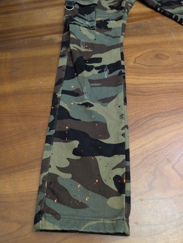 THRT Pants Camo Cargo Men’s Sz 32x31 Skinny Jeans Paint Splatter Streetwear Dist - Picture 6 of 20