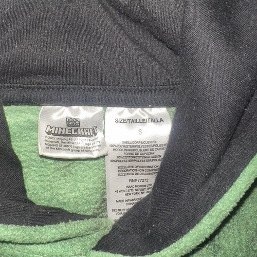 Minecraft Fleece Boys Pullover Creeper Size 8 Green Black Kids - Picture 2 of 5