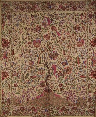 Tree of Life Tapestry Cotton Bedspread 108'' x 88'' Full-Queen Beige