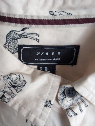 21 men American brand button up short sleeve shirt xlarge pattern animals Men’s - Picture 2 of 4