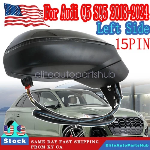 Power Fold BSM Memory 15wires BLACK For 2018-2024 Audi Q5 SQ5 Driver Side Mirror