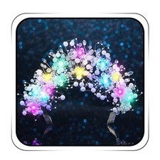 Light Up Beaded Crown Headband Silver Glow Bridal Pearl Headpiece Flashing Co...