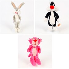 Lot of 3 Vtg 90s Ace Novelty Looney Tunes Bugs Sylvester Pink Panther 12" Plush