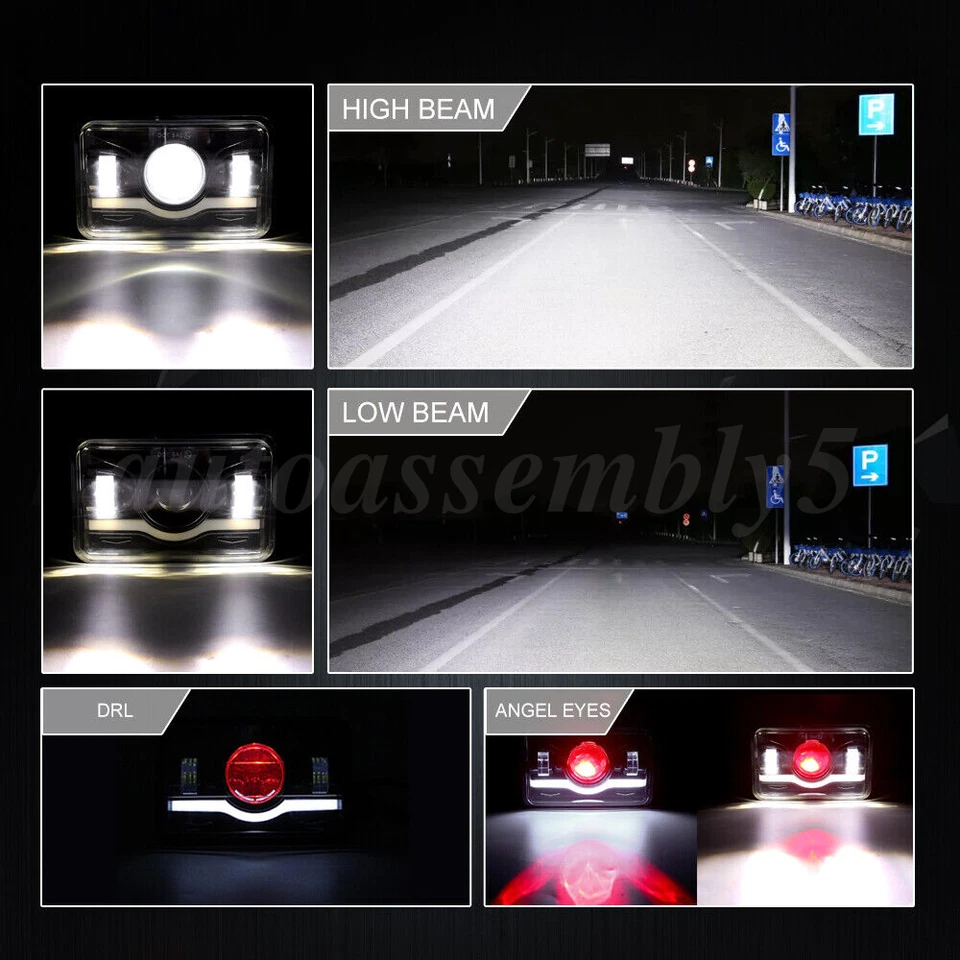 4PCS 4x6" LED Headlights DRL For Freightliner FLD120 1988-2010 FLD112 Classic - Изображение 3 из 4