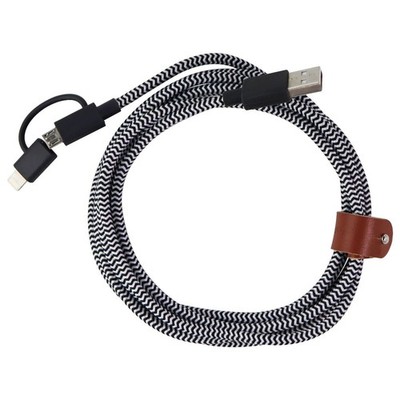 Native Union 6.5-Foot Belt Cable Twin Head Micro-USB and 8-Pin - Black/White