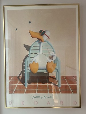 Vintage Michael Bedard Sitting Duck Framed Art Print 1980s Pop Art