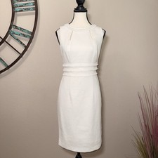 Tahari ASL Dress Size 2 Ivory  Sleeveless Lined Sheath EUC