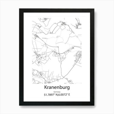 Kranenburg,Germany Minimalist Map A Framed Wall Art Poster Canvas Print Picture