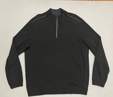 Tommy Bahama Sweater Mens Medium Black Navy Blue Reversible Pullover 1/4 Zip
