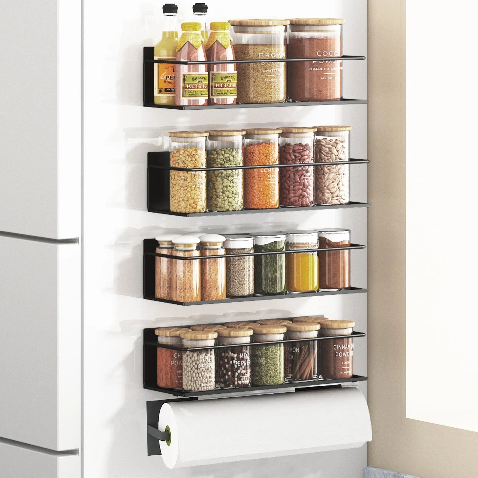 Magnetic Spice Rack For Refrigerator, Magnetic Fridge Shelf For Kitchen, Magn...