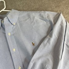 Ralph Lauren Yarmouth Button Down Shirt Mens 16-34 Blue 100 Cotton Oxford