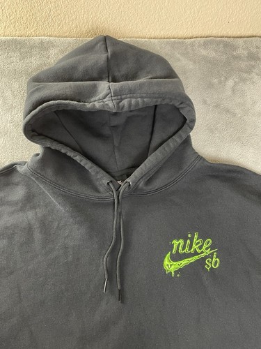 Nike SB Skateboarding Green Slime Logo Black Hoodie Mens Sz 2XL / XL