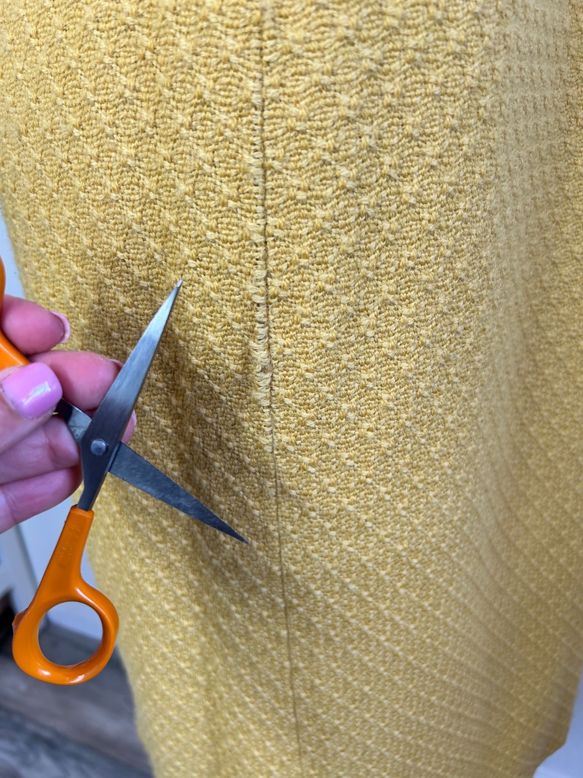 Vtg Barneys New York Alpaca Wool Midi Skirt IT 44 US 10 Mustard Yellow Italy image 10
