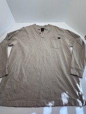 Wrangler Riggs Henley Shirt Mens XL Grey Pocket T Work Relaxed Long Sleeve USA