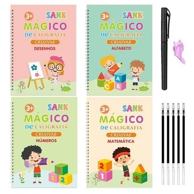 Magic Writing Book in Portuguese Calligraphy Notebook Montessori Kids Reusable E