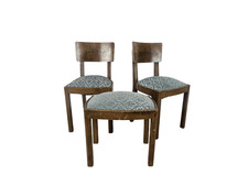 Set da salotto Art Decò | Sedie Art Decò in noce | Sgabello anni '40 radica