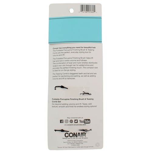 Peine y cepillo para cabello Conair Volumize & Lift, 2 quilates - Imagen 2 de 2
