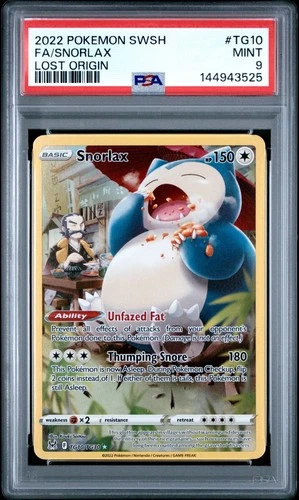 2022 Pokemon Sword & Shield SWSH Full Art Snorlax Lost Origin #TG10 PSA 9 Mint