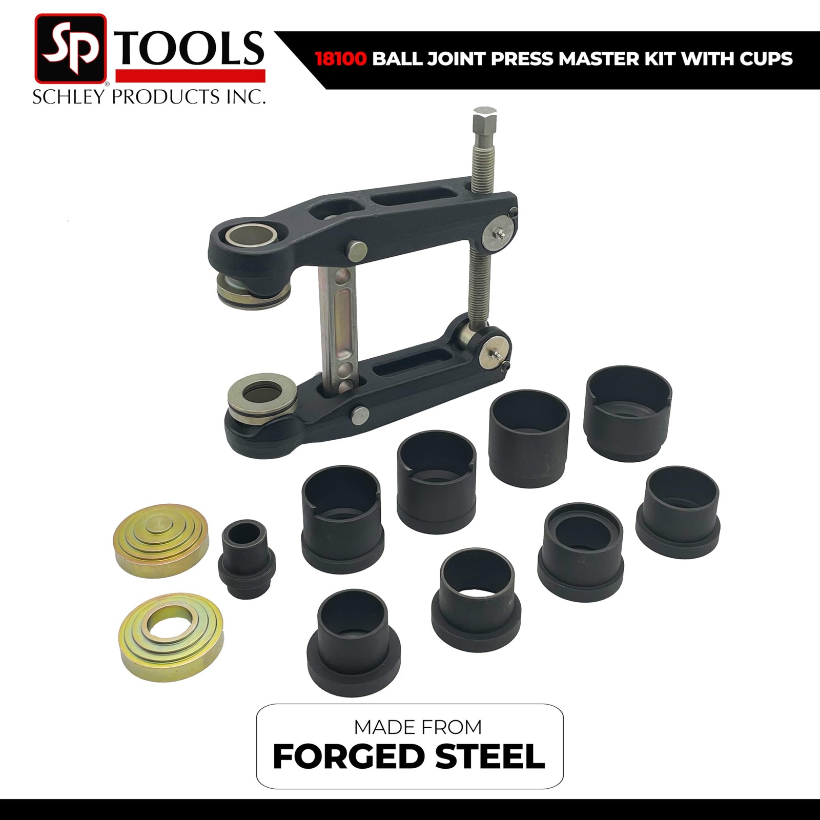 Schley Products 18100 Ball Joint Press Tool Master Set with Cups – Heavy Duty