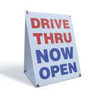 Drive Thru Now Open A-Frame Sidewalk Sign Convenient Service Restaurant Open