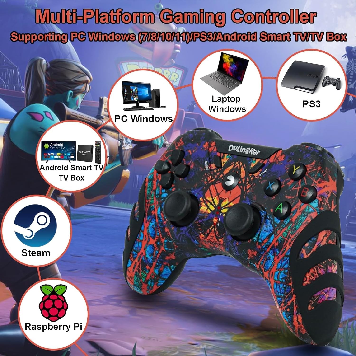 Wireless PC Controller Gaming Joystick mit Vibrationsfunktion Kompatibel mit ...