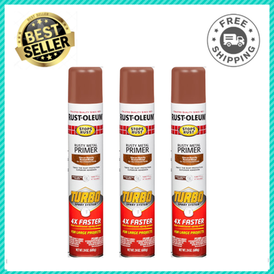 #ad Rusty Metal Red Rust Oleum Stops Rust Primer Turbo Spray Paint 24 oz 3 Pack $50.59