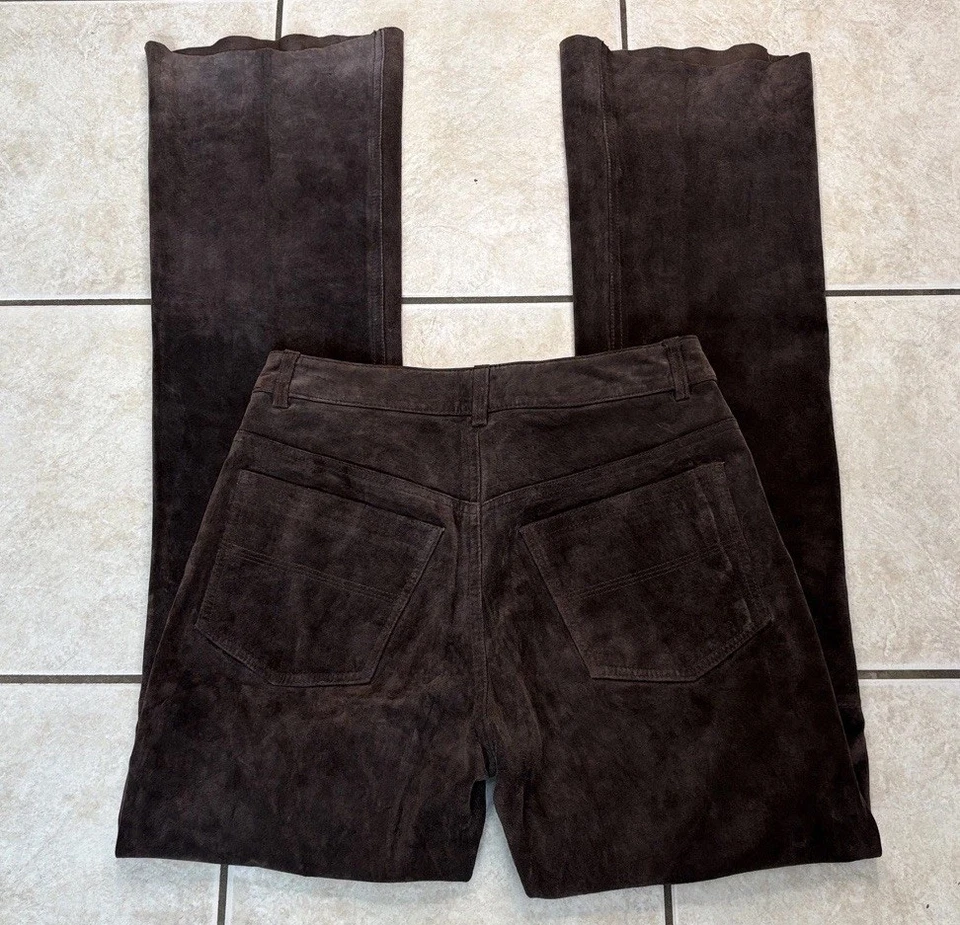 90s Express Brown Suede Leather Pants - Image 4 of 4