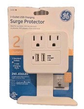 GE - 2-Outlet Advanced Surge Protector With USB Charging Ports Device Shelf