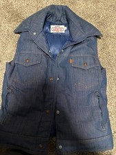 vintage Ski Levi  s denim vest goose down size 11/12 orange tab 70s 1970s puffer