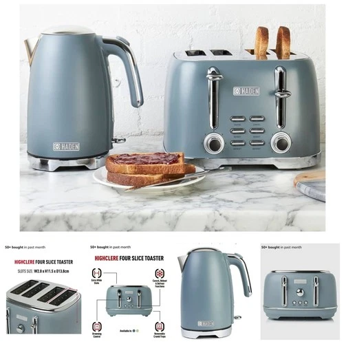 Haden Highclere Blue 3000W 1.7L  Cordless Kettle & 4 Slice Toaster * NEW IN BOX*