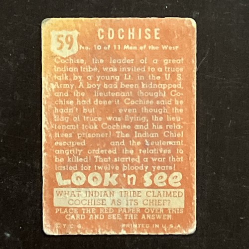 1952 Topps Look 'N See #59 Cochise - Bild 2 von 8