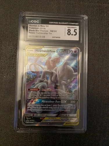 Pokemon CGC 8.5 Mewtwo & Mew GX SM191 Sm Holo