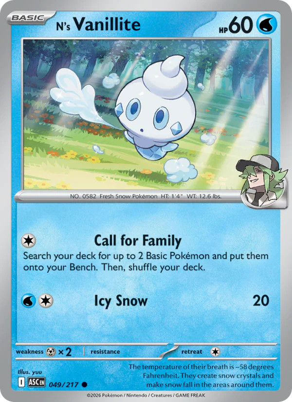 N's Vanillite 49/217 Common | Ascended Heroes | Pokemon Card
