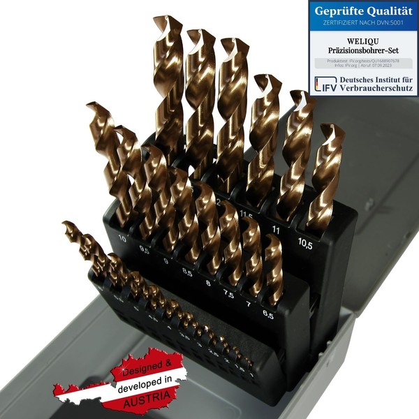 Weliqu HSS-E M35 Kobalt Metallbohrer Set 25-Tlg 1-13 Mm-image