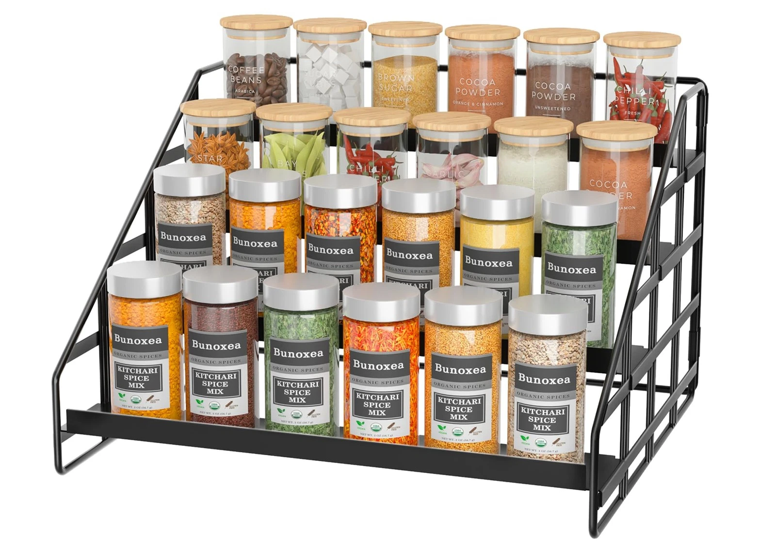 Spice Rack 4 Tier Kitchen Cabinet Organizer,Countertop Spice Rack,Tier Depth ...