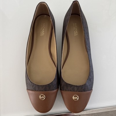 New Michael Kors Women s Whitney Flex Ballet Flat Shoe Size 7 Brown Logo