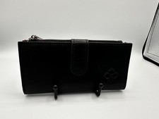 Patricia Nash Nazari Black Leather Snap Wallet Bi-Fold New