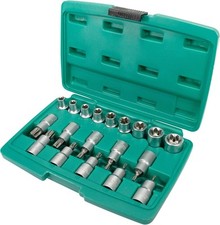 Socket Wrench Set 19 pcs for TORX Screws Made of Chrome Vanadium Steel 1/2 inch