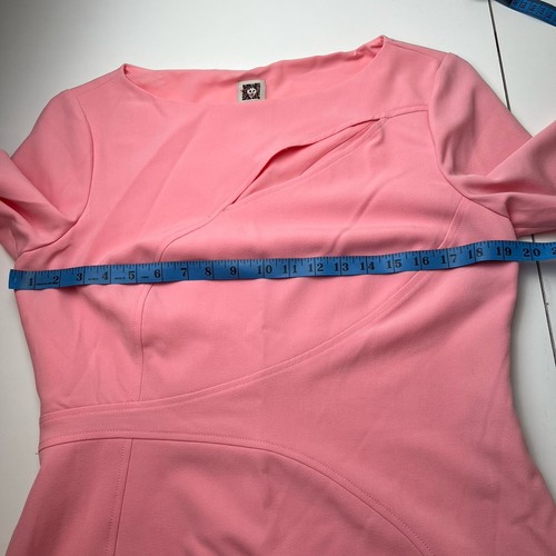 Anne Klein Rose Pink Stretch Crepe Cut-out Sheath Dress - Size 12 New - Picture 16 of 24