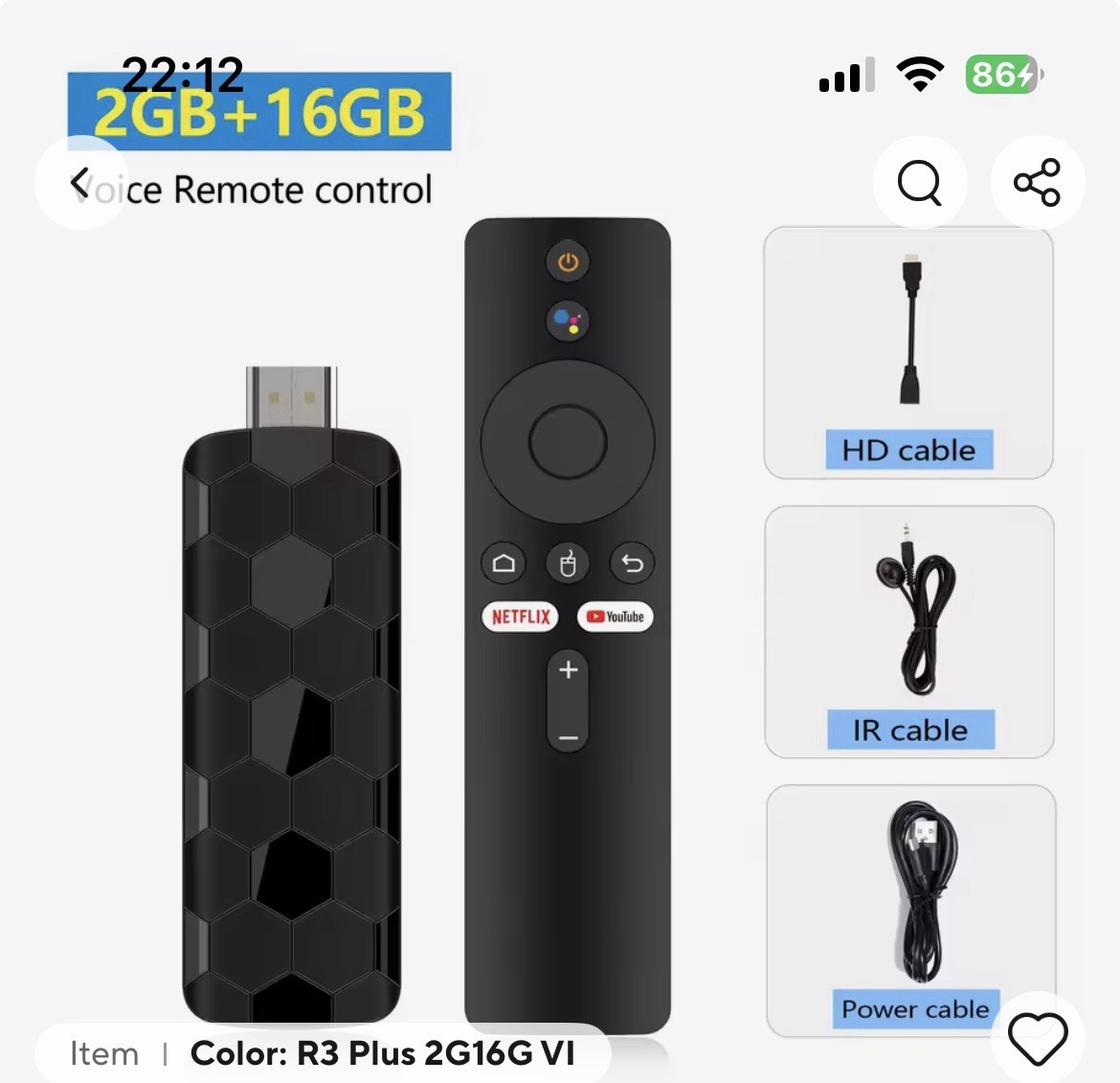 TVR3 Android Smart TV Stick Ultra HD 4K 8GB 128GB Dual WiFi Media Player DE