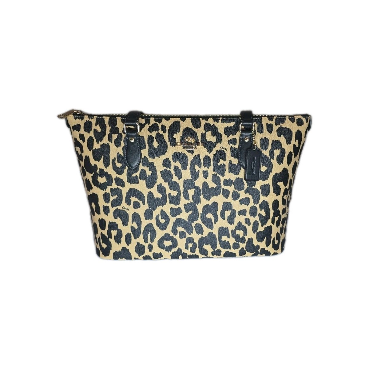 NWT Coach CY347 Gallery Tote Bag With Leopard Print Brown Coated
