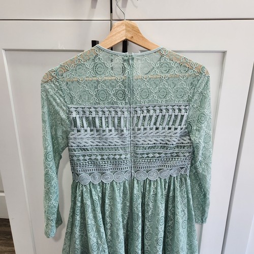 NWT Asos Maternity Sage Green Lace Skater Dress Long Sleeve Size 2 - Picture 8 of 11