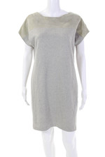 Ralph Lauren Womens Wool Short Sleeve Round Neck Dress Gray Size M