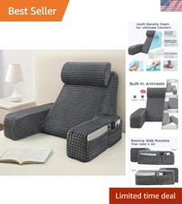 19'' Reading Pillow with Armrests and XL Pockets for Adults 45 Wedge Back ...