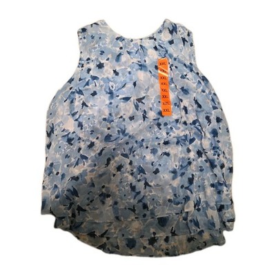 Cristina B Women's Crew Neck Sleeveless Top, Chambray/Blue, Size XXL